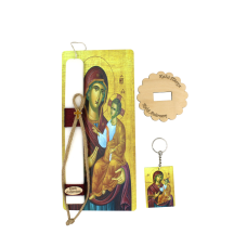 Χειροποίητη Λαμπάδα πλακέ με αρωματικό κερί ''Παναγία'' 28cm