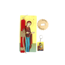 Χειροποίητη Λαμπάδα πλακέ με αρωματικό κερί ''Παναγία'' 28cm