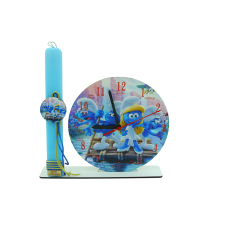 Χειροποίητη Λαμπάδα ρολόι με αρωματικό κερί πλακέ και φιγούρα  ''ΣΤΡΟΥΜΦΑΚΙΑ'' 28cm