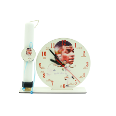 Χειροποίητη Λαμπάδα ρολόι με αρωματικό κερί πλακέ και φιγούρα  'Kylian Mbappé' 28cm