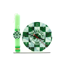 Χειροποίητη Λαμπάδα ρολόι με αρωματικό κερί πλακέ και φιγούρα  ''ΠΑΝΑΘΗΝΑΙΚΟΣ'' 28cm