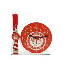 Χειροποίητη Λαμπάδα ρολόι με αρωματικό κερί πλακέ και φιγούρα  ''ΟΛΥΜΠΙΑΚΟΣ'' 28cm